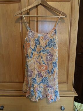Urban Outfitters Peach Floral Print Camisole Dress with Blue & Purple Accents